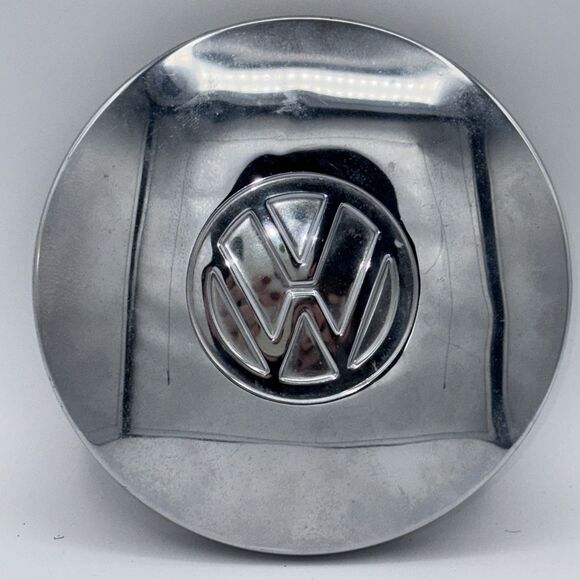 Vintage Volkswagen 6" Chrome Dog Dish Hubcap Center Cap VW Emblem - Picture 2 of 9